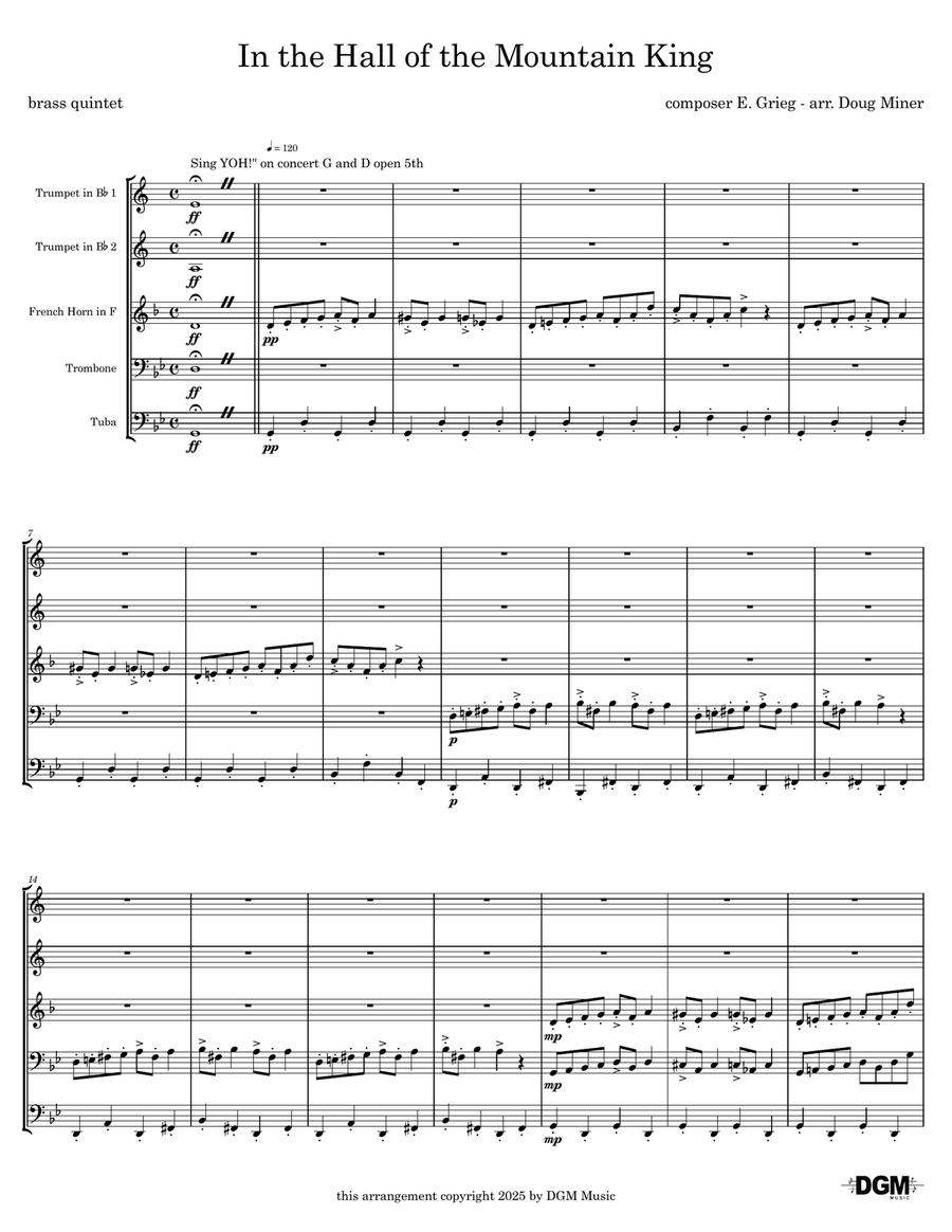 In the Hall of the Mountain King Brass Ensemble scores gallery preview page 1