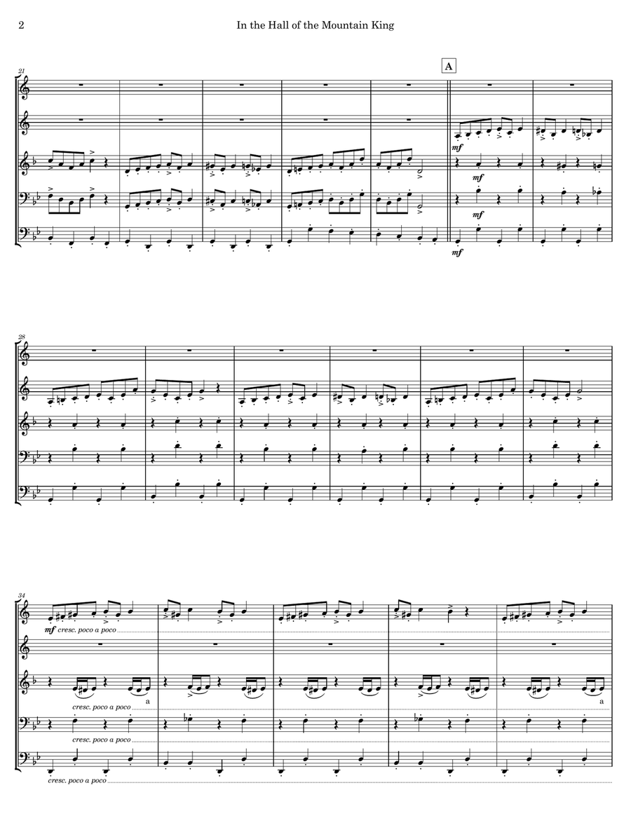 In the Hall of the Mountain King Brass Ensemble scores gallery preview page 2