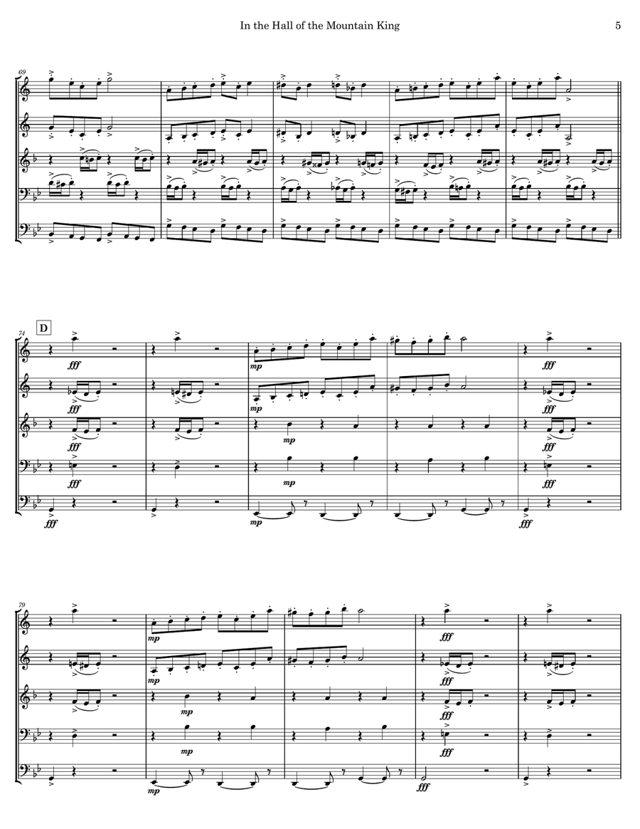 In the Hall of the Mountain King Brass Ensemble scores gallery preview page 5