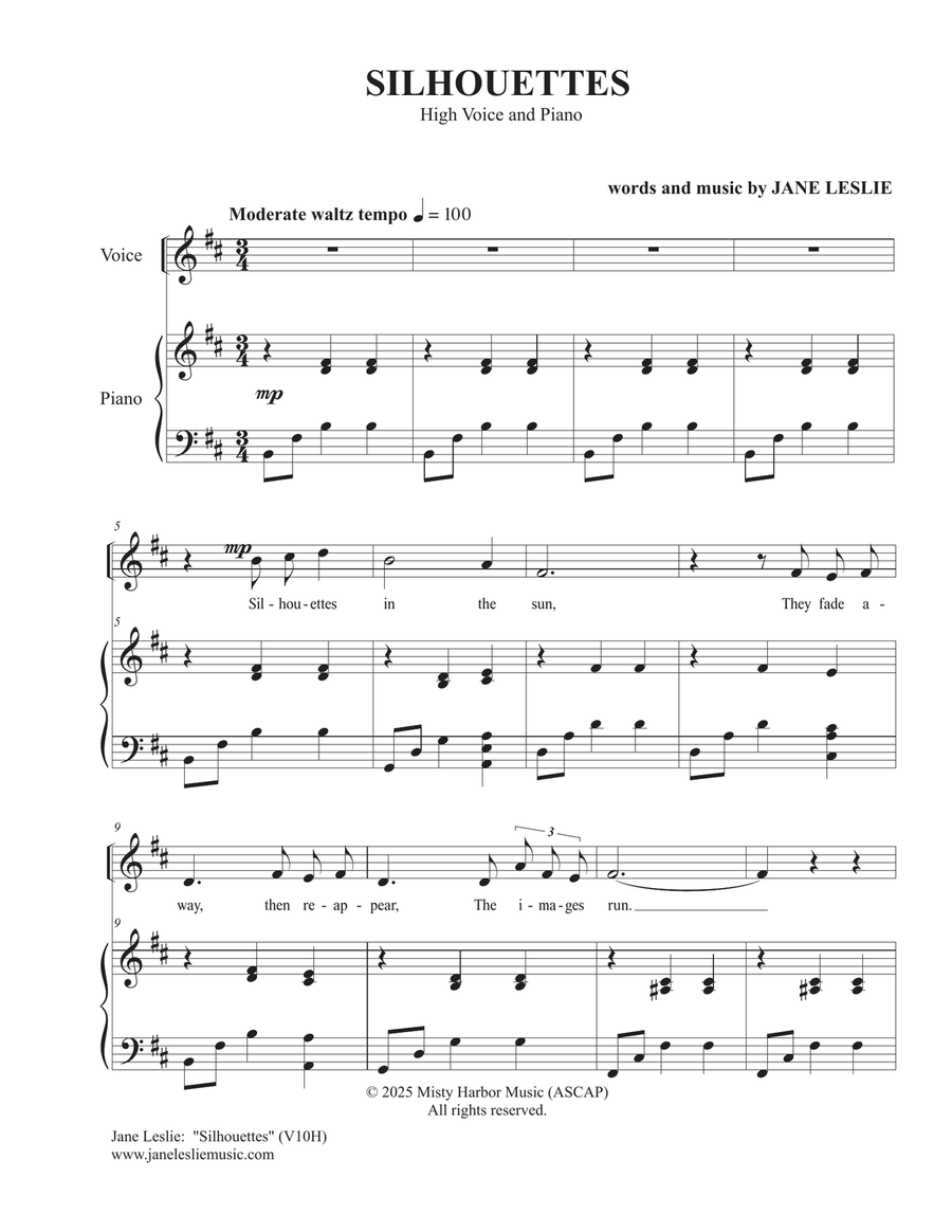 SILHOUETTES - for High Voice and Piano High Voice scores gallery preview page 1