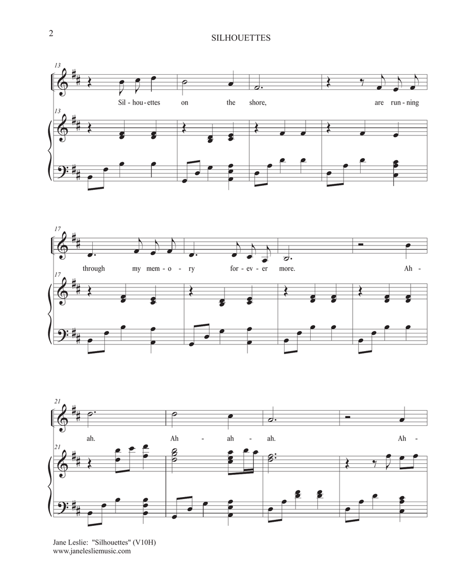 SILHOUETTES - for High Voice and Piano High Voice scores gallery preview page 2