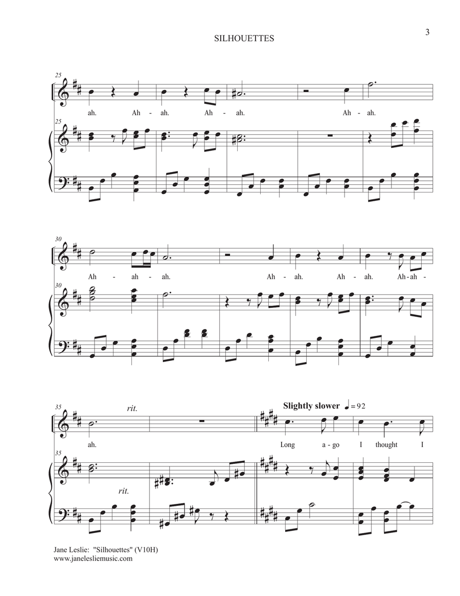 SILHOUETTES - for High Voice and Piano High Voice scores gallery preview page 3