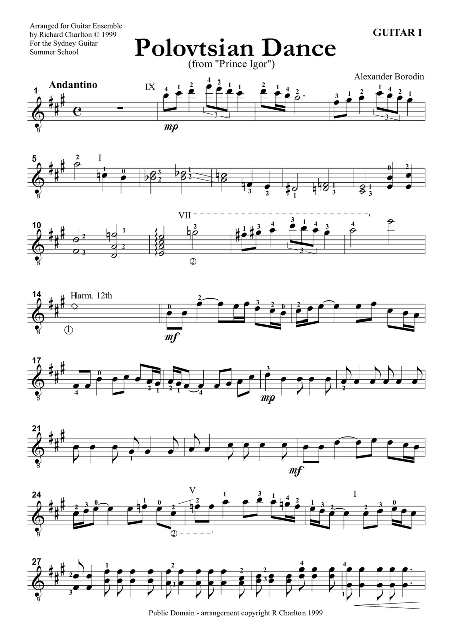 Polovtsian Dance from Prince Igor Guitar Ensemble scores gallery preview page 5
