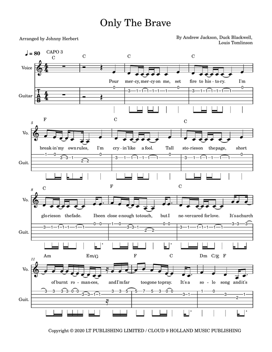 Only The Brave Only The Brave Acoustic Guitar scores gallery preview page 1