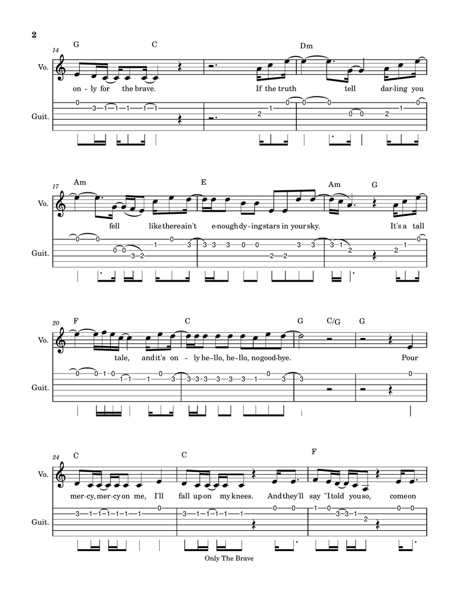 Only The Brave Only The Brave Acoustic Guitar scores gallery preview page 2