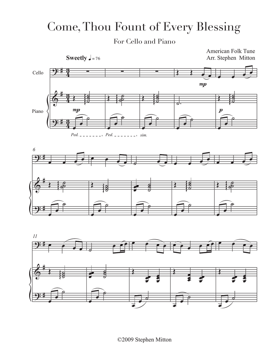 Come, Thou Fount of Every Blessing Chamber Music scores gallery preview page 1