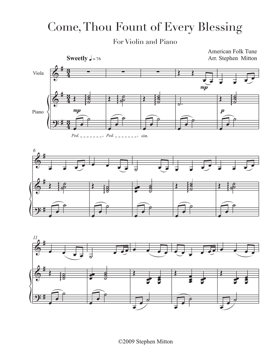 Come, Thou Fount of Every Blessing Chamber Music scores gallery preview page 1