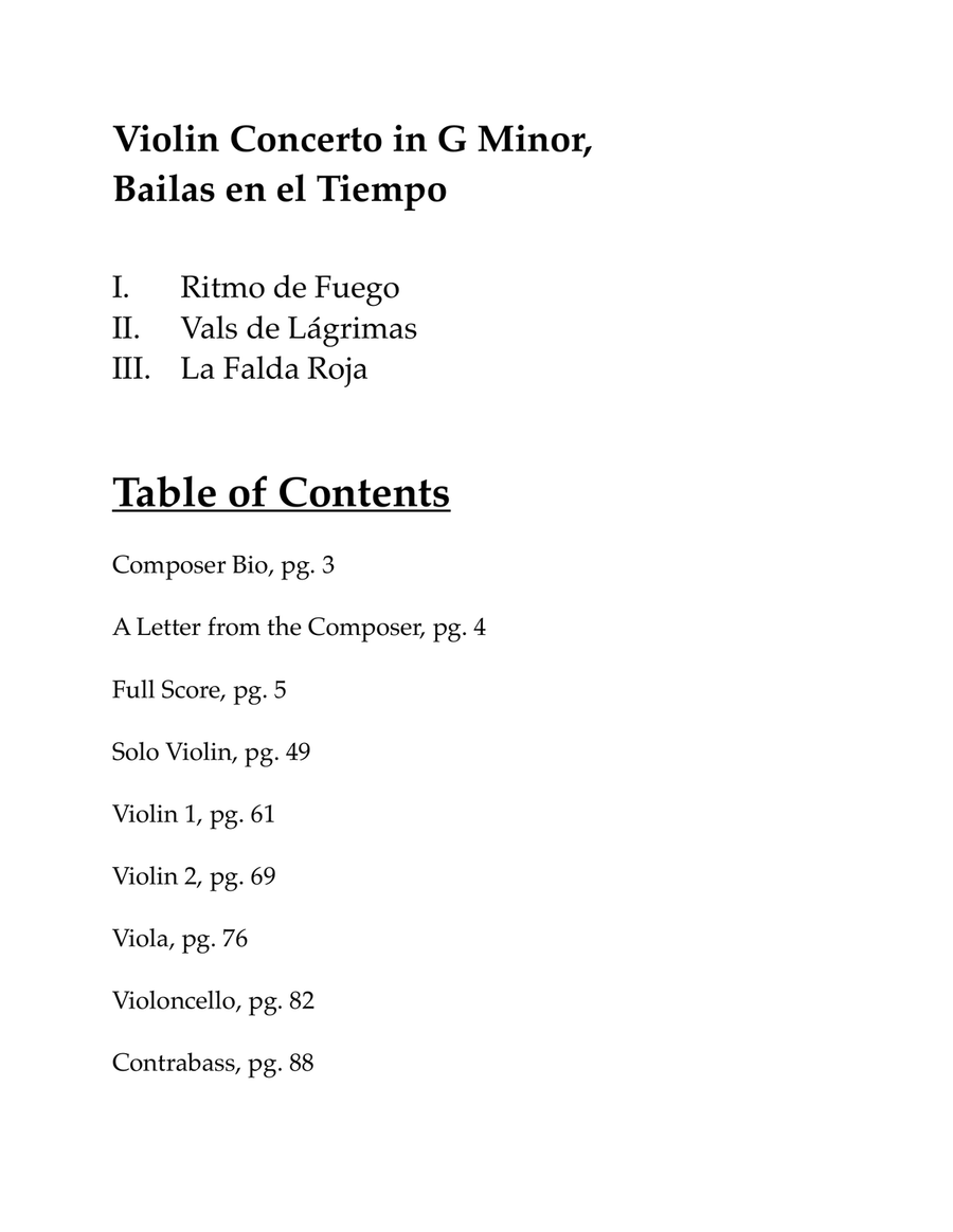 Violin Concerto in G Minor, Bailas en el Tiempo Chamber Music scores gallery preview page 2