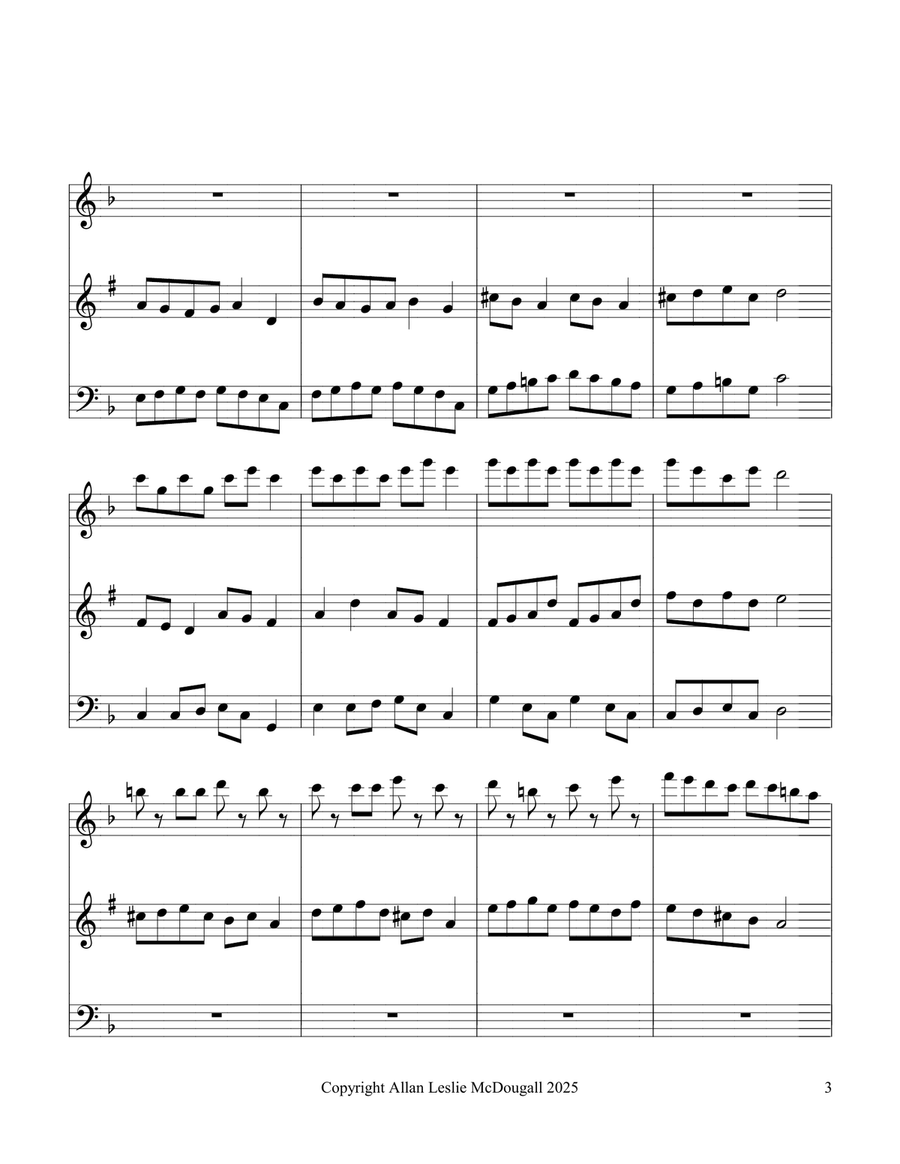 Fugue for flute, clarinet and bassoon Small Ensemble scores gallery preview page 3