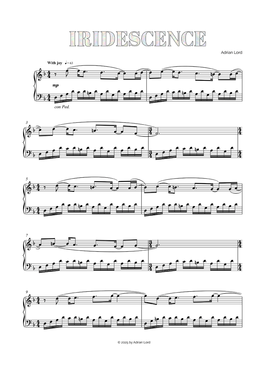 Iridescence Piano Solo scores gallery preview page 1