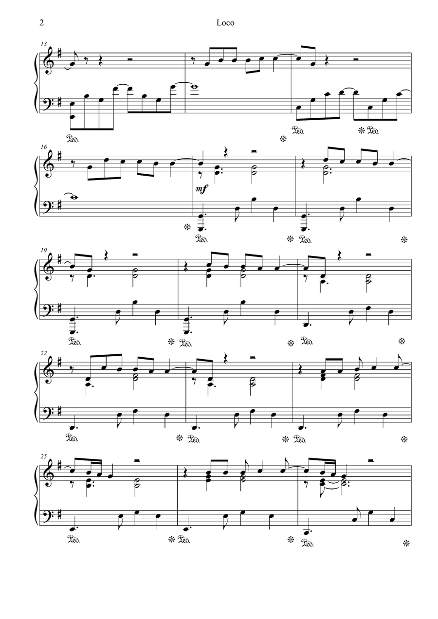 Loco (Featuring Romeo Santos) Piano Solo scores gallery preview page 2