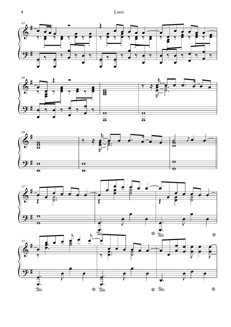 Loco (Featuring Romeo Santos) Piano Solo scores gallery preview page 4