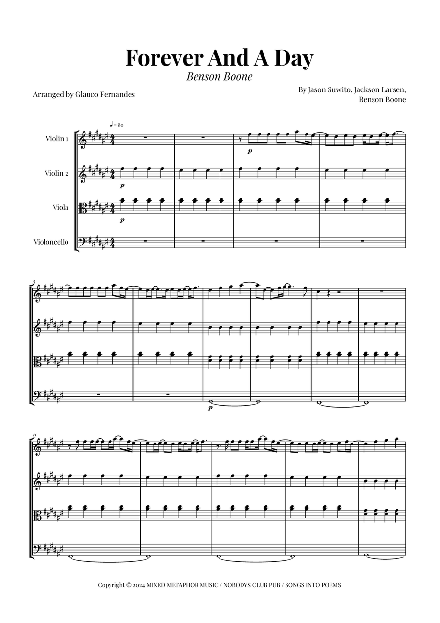 Forever And A Day String Quartet scores gallery preview page 1