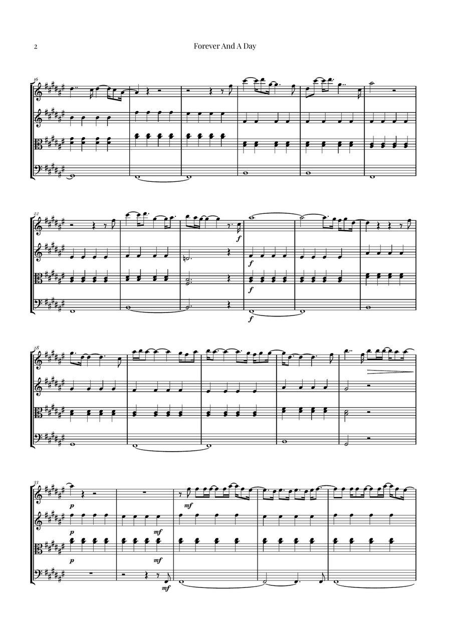 Forever And A Day String Quartet scores gallery preview page 2