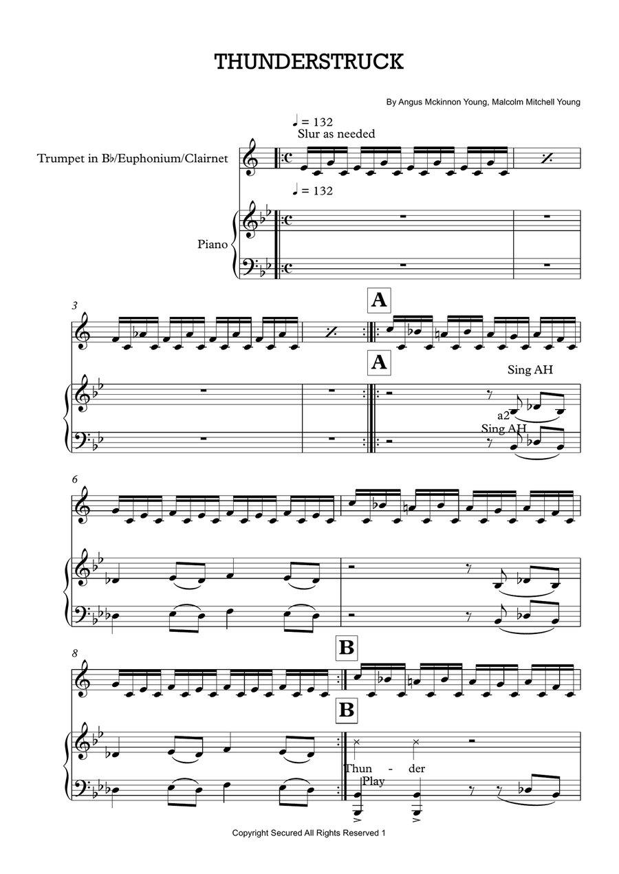 Thunderstruck Thunderstruck Clarinet Solo scores gallery preview page 1