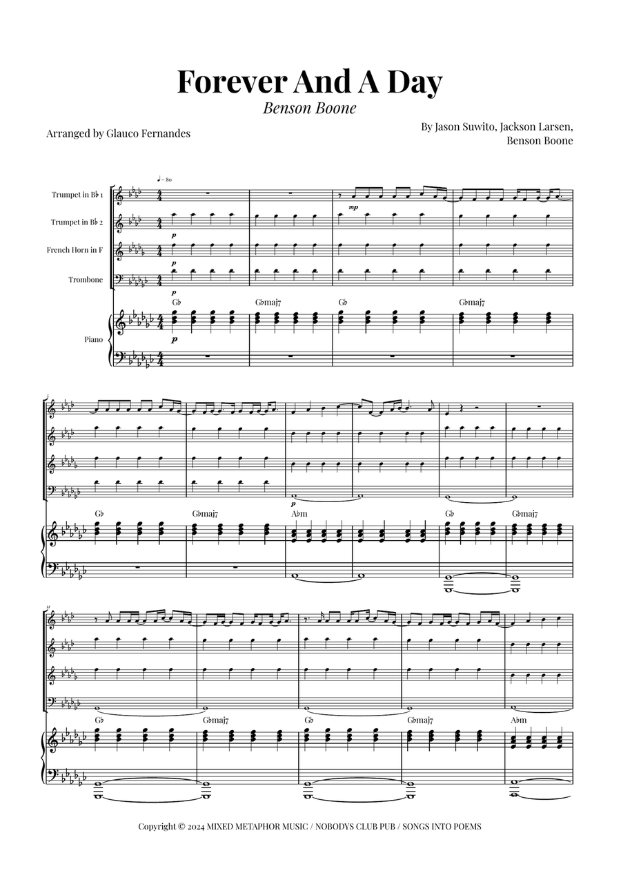 Forever And A Day Brass Quartet scores gallery preview page 1