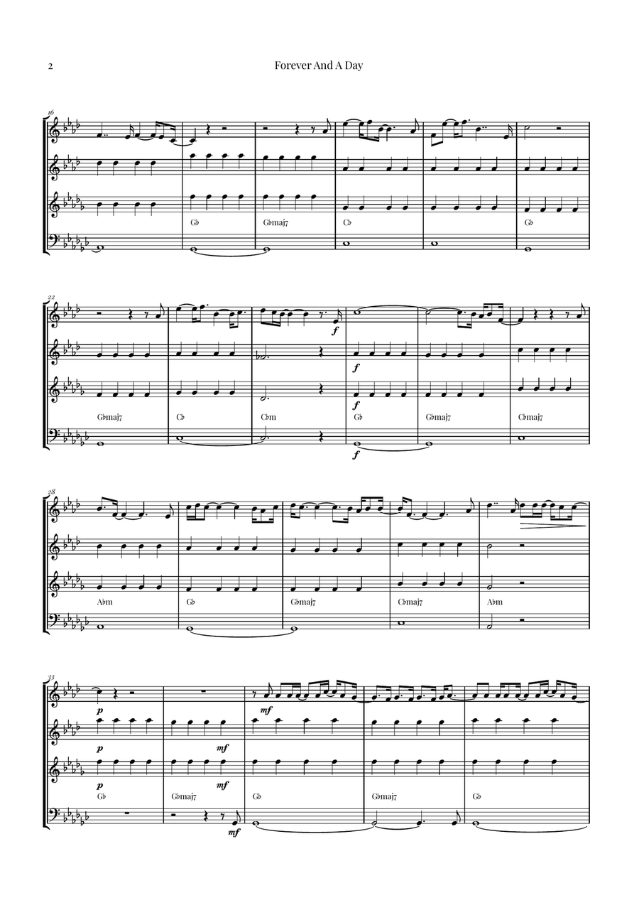 Forever And A Day Brass Quartet scores gallery preview page 2