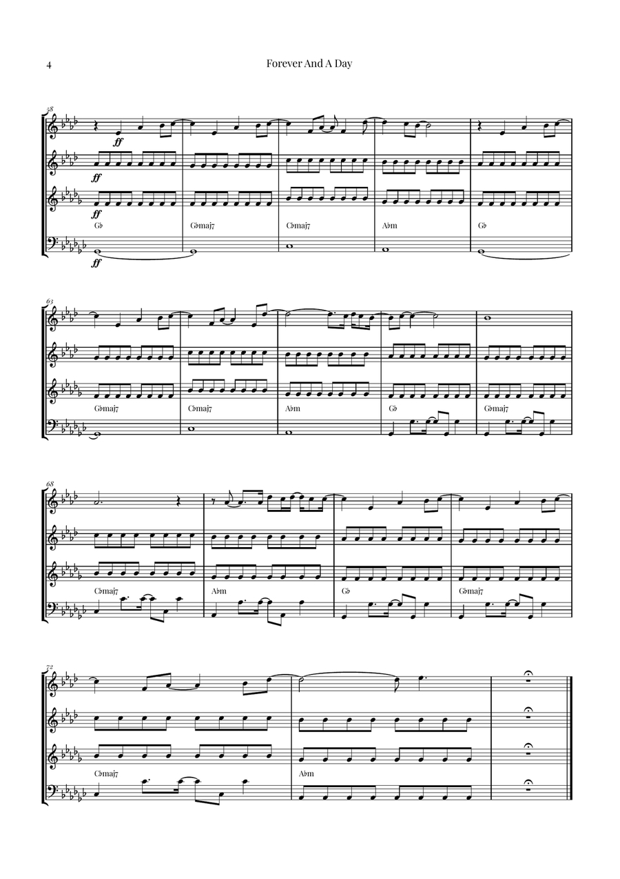Forever And A Day Brass Quartet scores gallery preview page 4