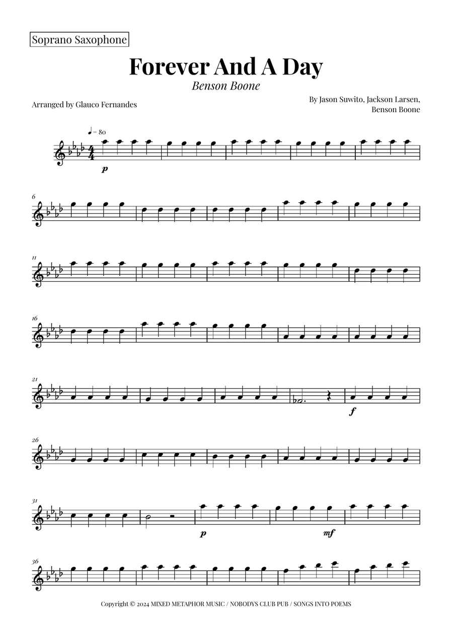 Forever And A Day Saxophone Quartet scores gallery preview page 4