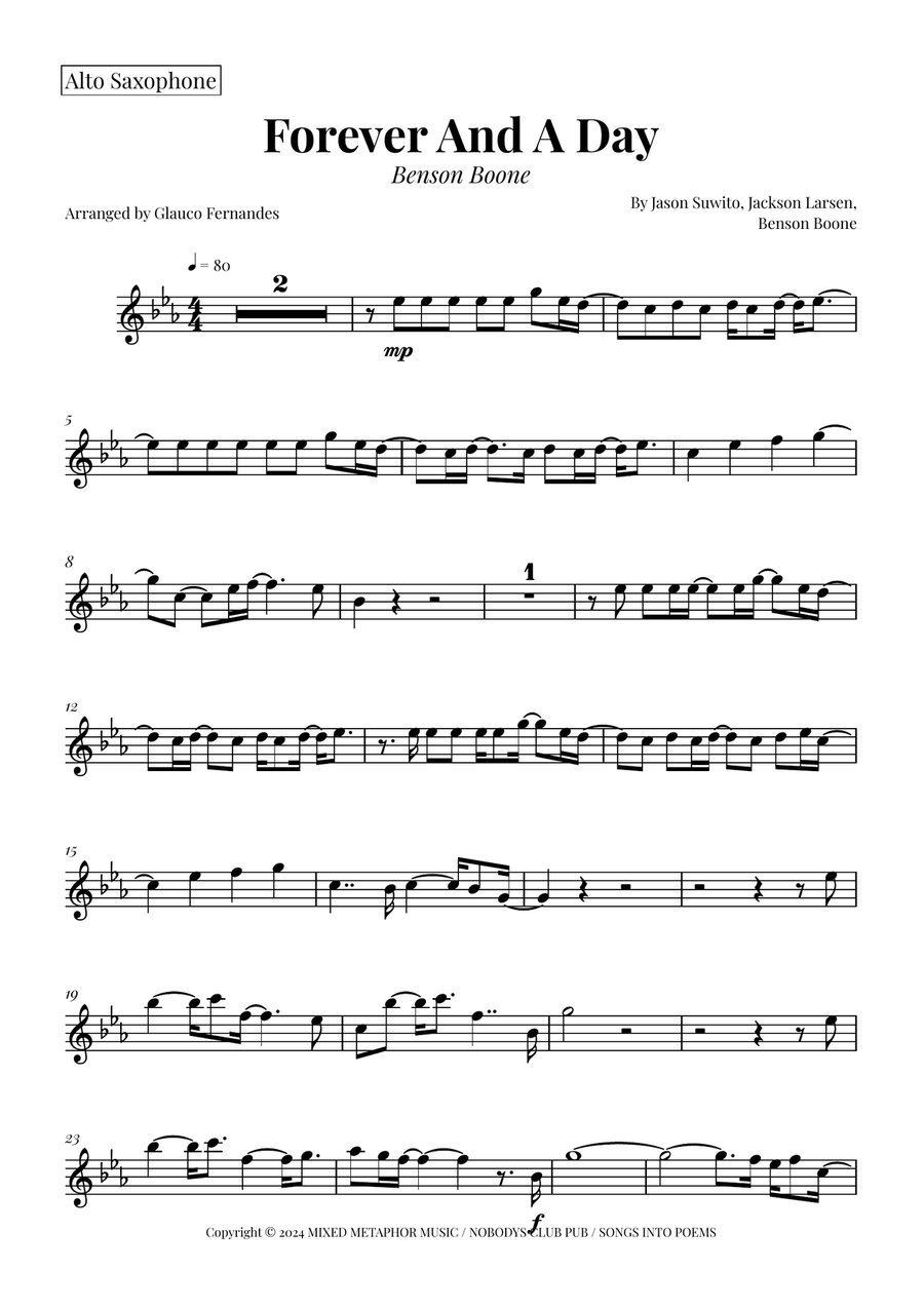 Forever And A Day Saxophone Quartet scores gallery preview page 6