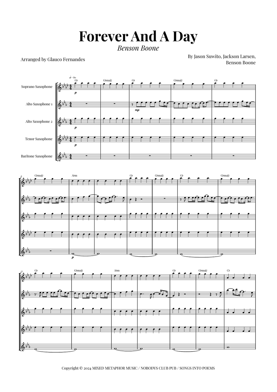 Forever And A Day Saxophone Quintet scores gallery preview page 1
