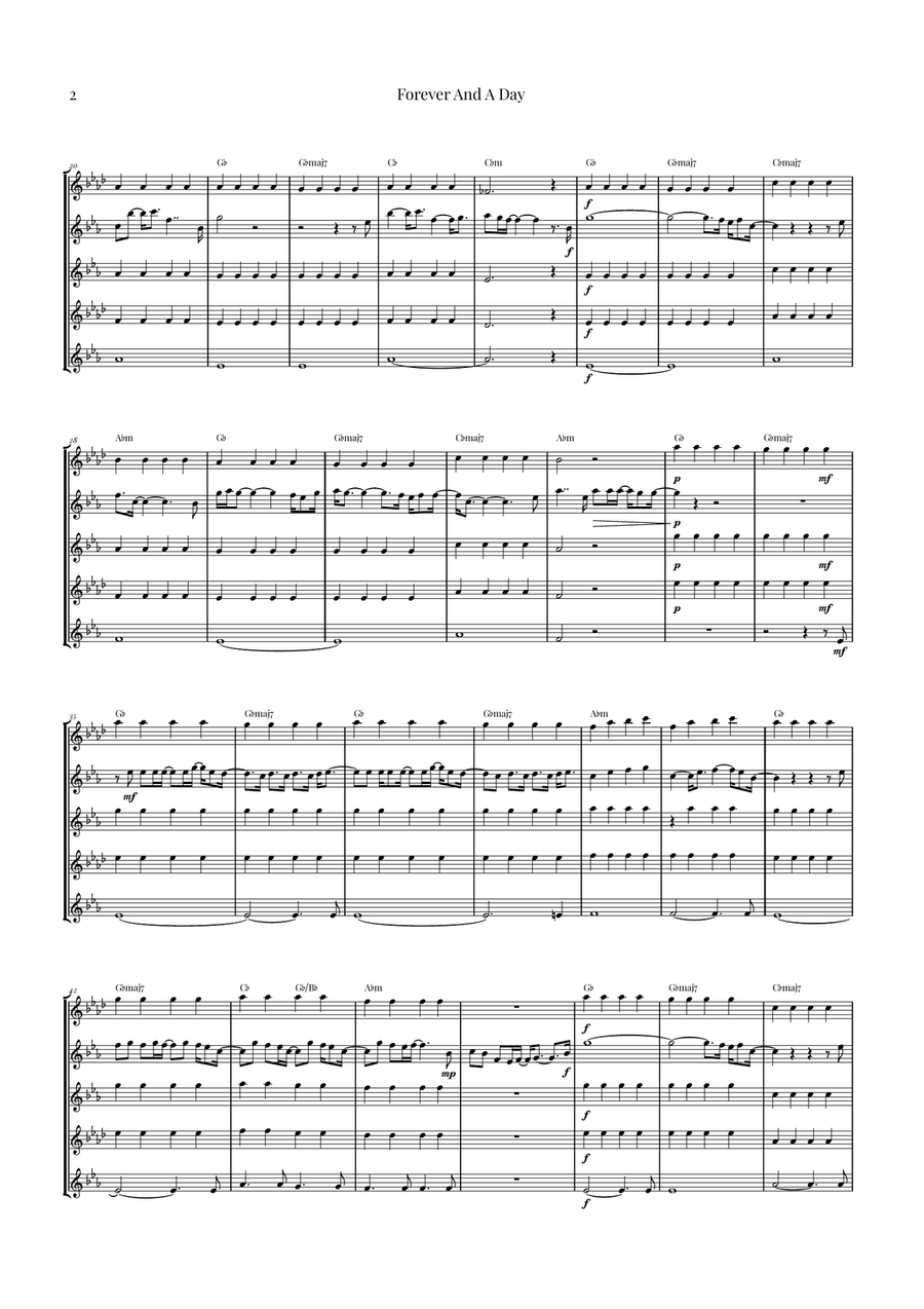 Forever And A Day Saxophone Quintet scores gallery preview page 2