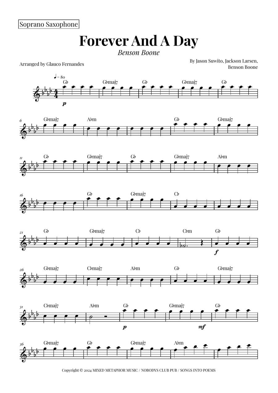 Forever And A Day Saxophone Quintet scores gallery preview page 4