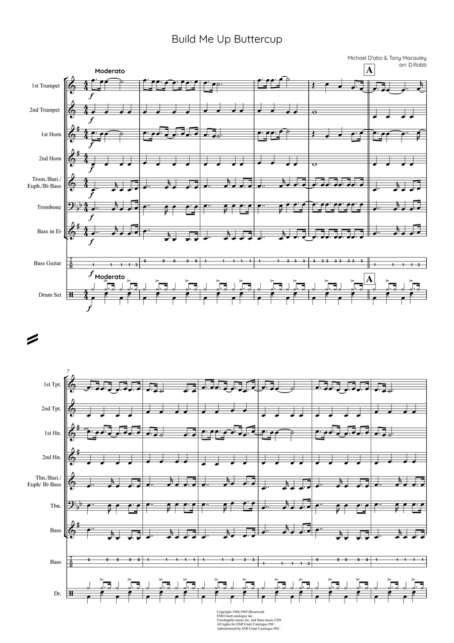 Build Me Up, Buttercup Brass Band scores gallery preview page 1