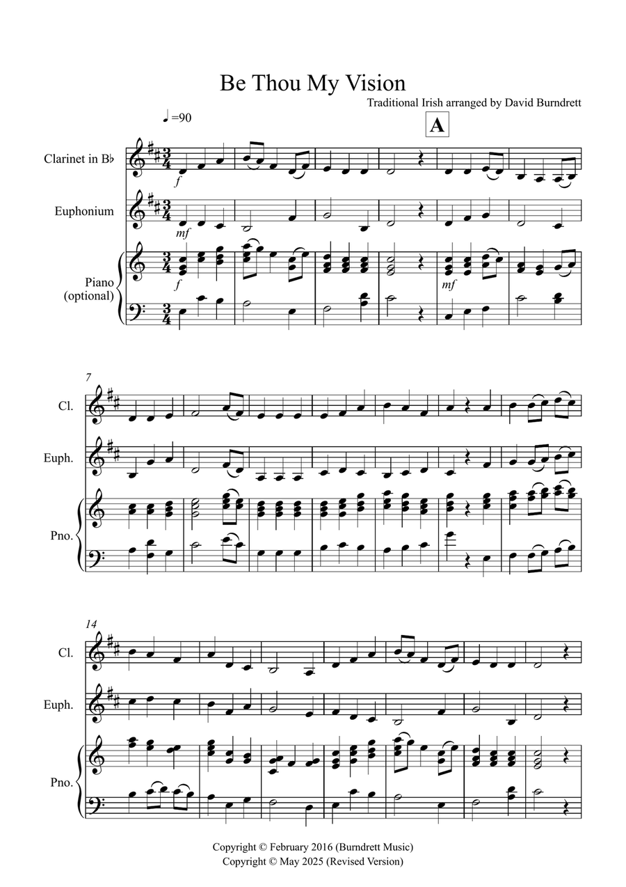 Be Thou My Vision for Clarinet and Euphonium Duet Euphonium Duet scores gallery preview page 1