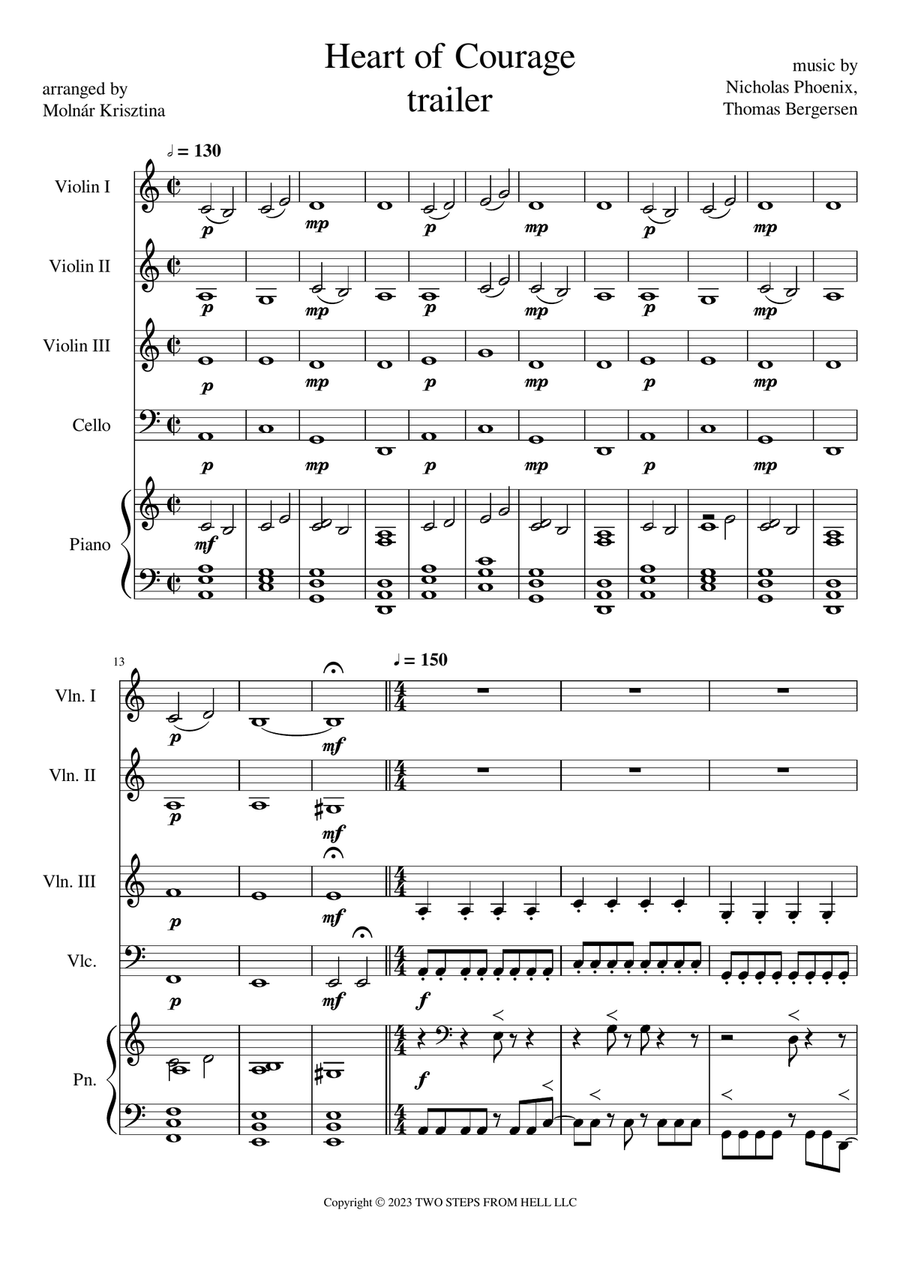 Heart Of Courage - Trailer String Orchestra scores gallery preview page 2