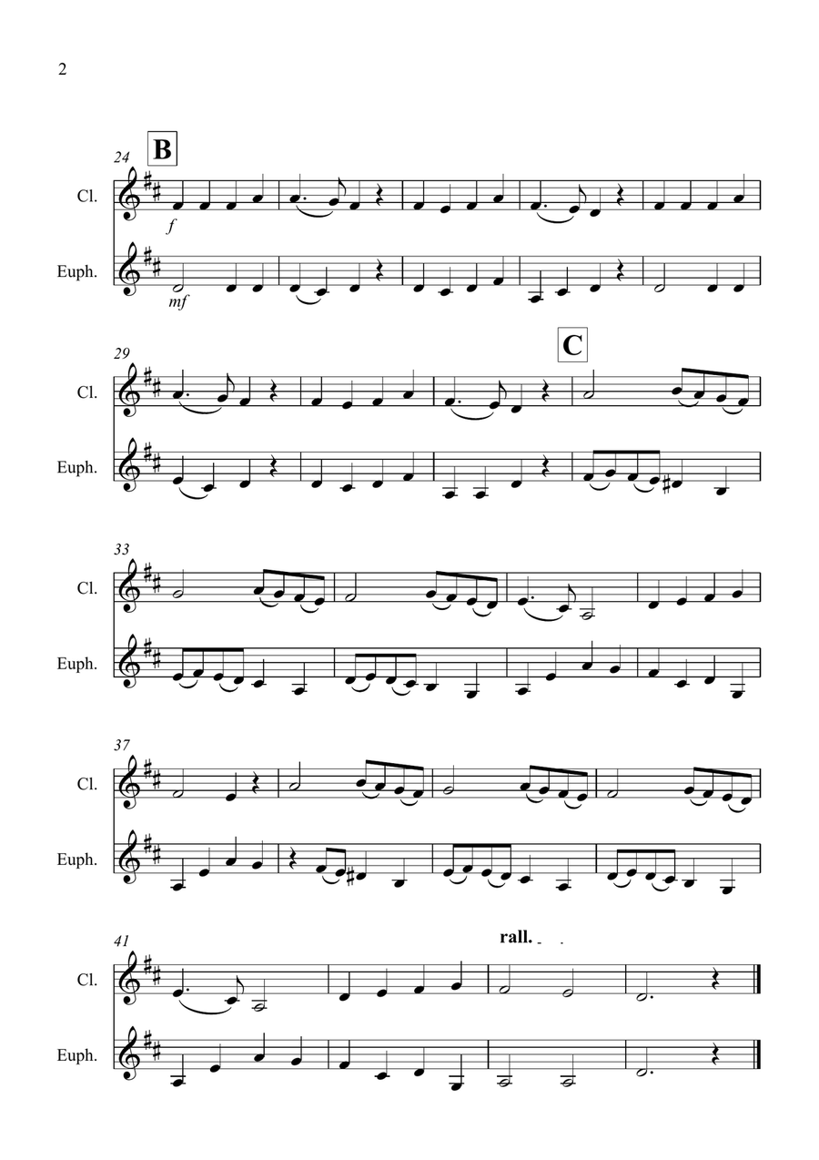 Angels We Have Heard on High for Clarinet and Euphonium Duet Euphonium Duet scores gallery preview page 2