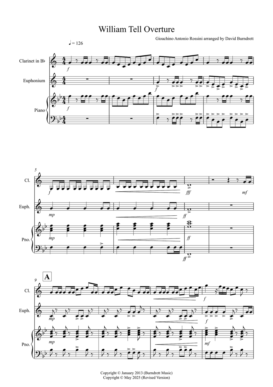 William Tell Overture for Clarinet and Euphonium Duet Euphonium Duet scores gallery preview page 1