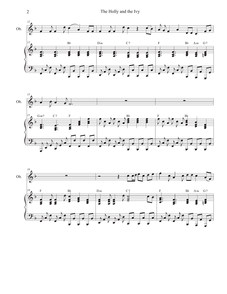 The Holly and the Ivy (Huapango Style) (Oboe solo and Piano) by Traditional Piano - Digital Sheet Music page 2
