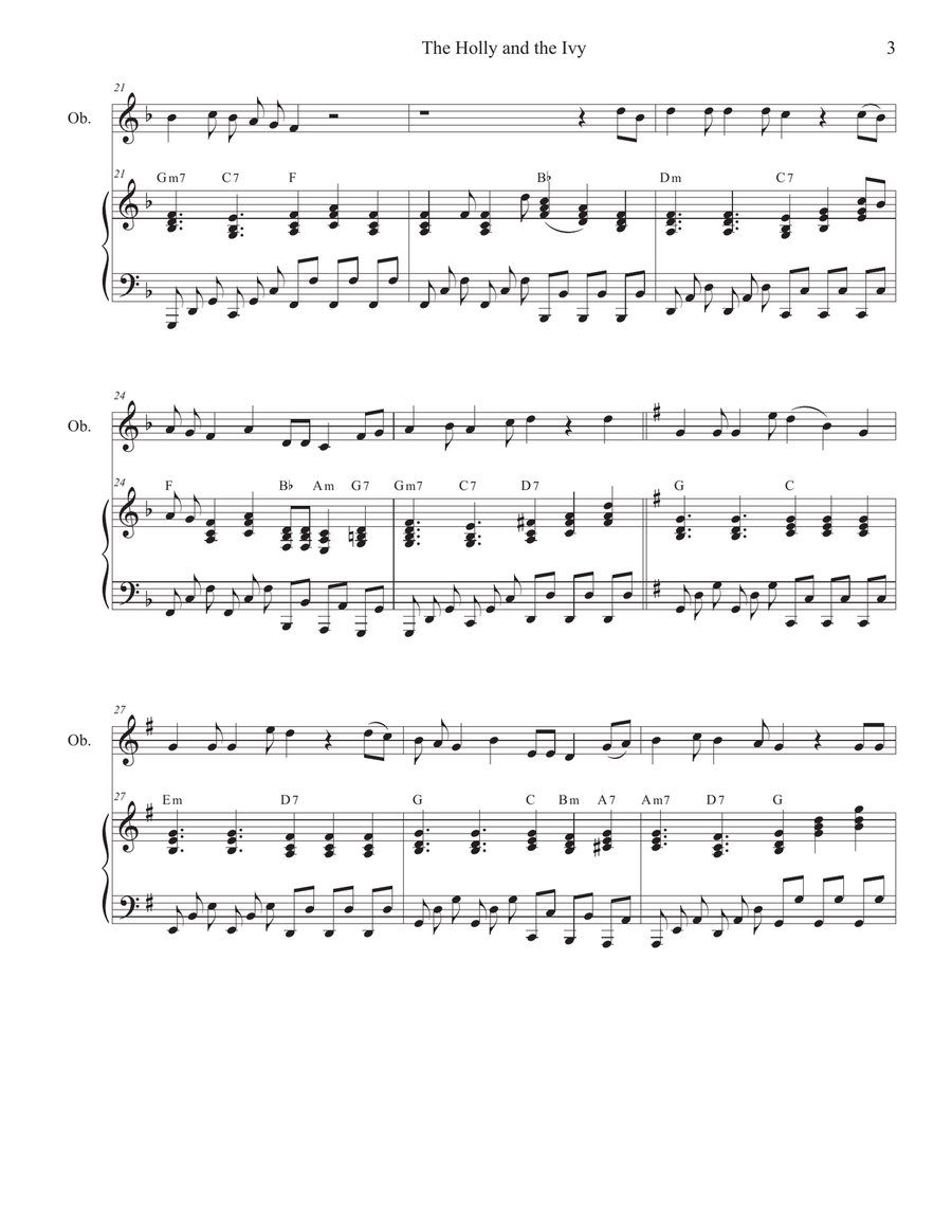 The Holly and the Ivy (Huapango Style) (Oboe solo and Piano) by Traditional Piano - Digital Sheet Music page 3