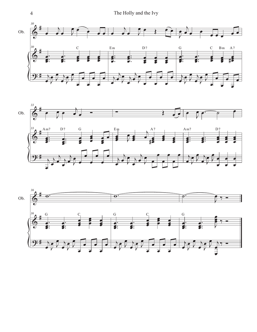 The Holly and the Ivy (Huapango Style) (Oboe solo and Piano) by Traditional Piano - Digital Sheet Music page 4
