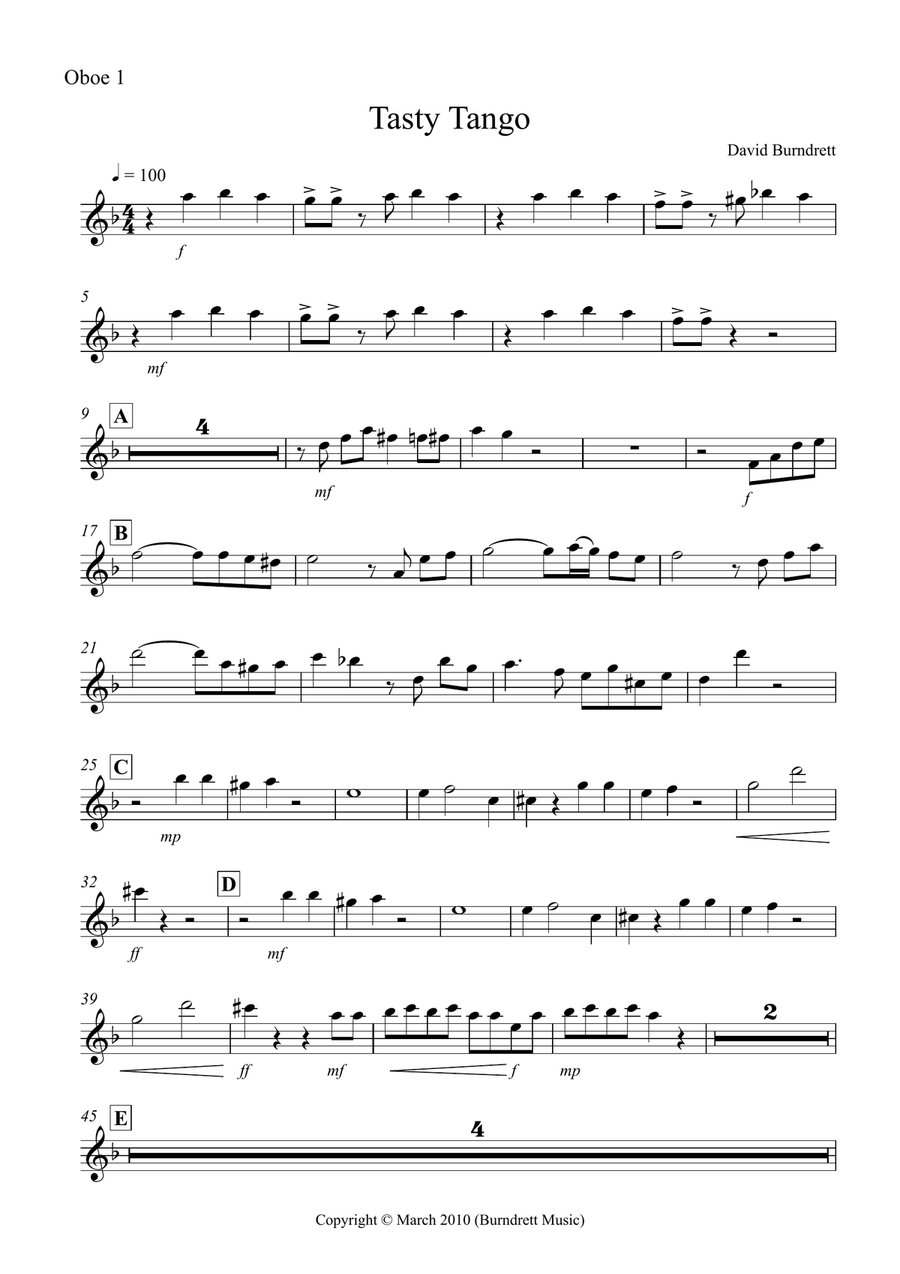 Tasty Tango for Oboe Quartet Woodwind Quartet scores gallery preview page 5