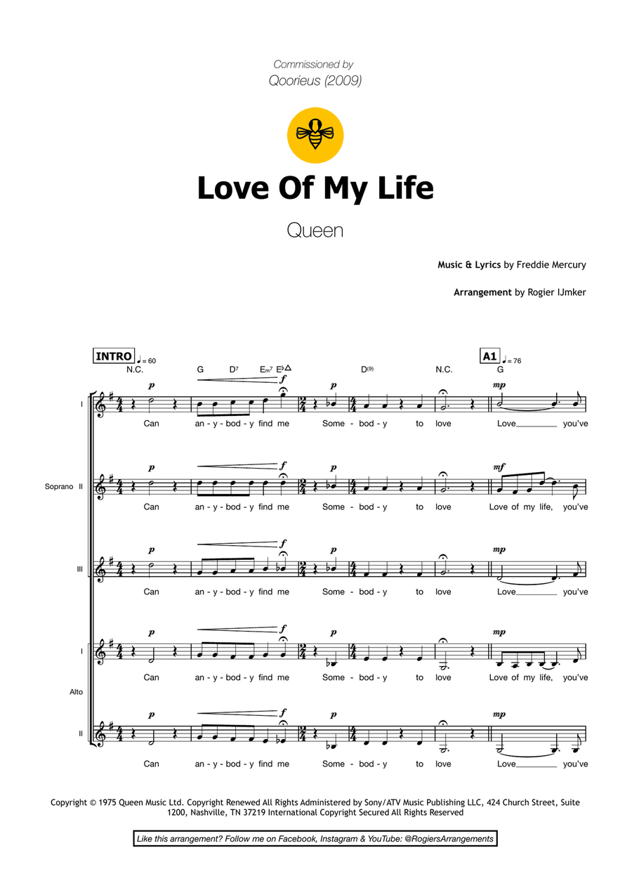 Love Of My Life Choir scores gallery preview page 1