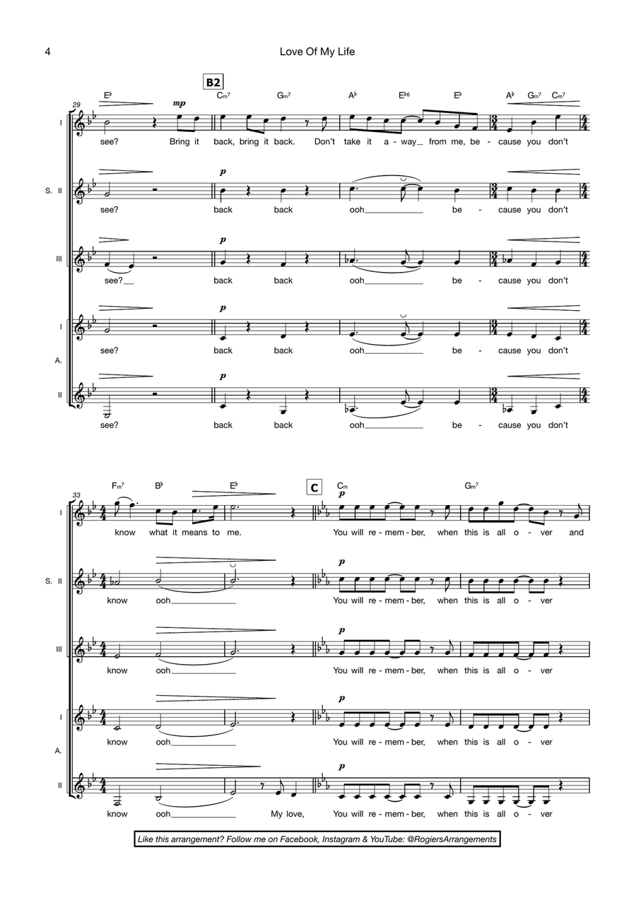 Love Of My Life Choir scores gallery preview page 4