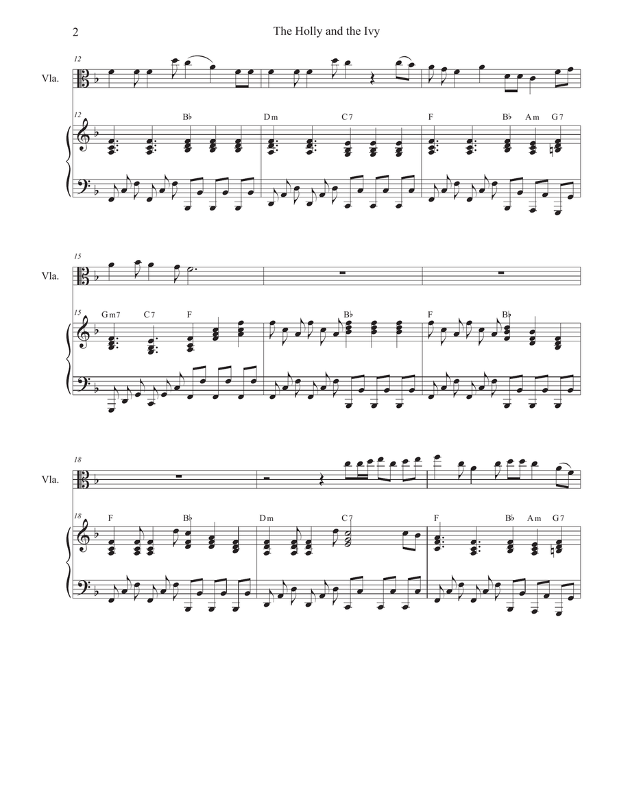 The Holly and the Ivy (Huapango Style) (Viola solo and Piano) Piano scores gallery preview page 2