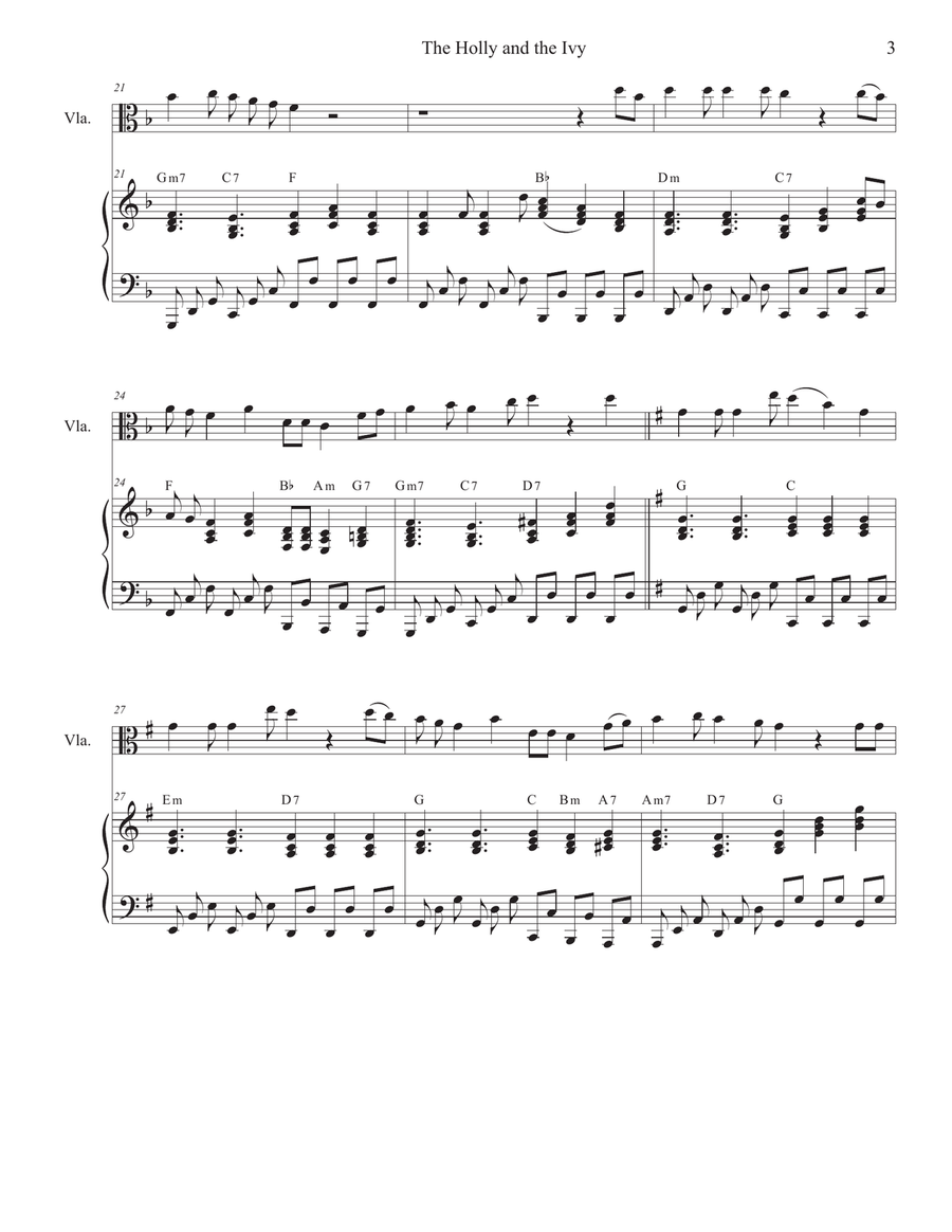 The Holly and the Ivy (Huapango Style) (Viola solo and Piano) Piano scores gallery preview page 3