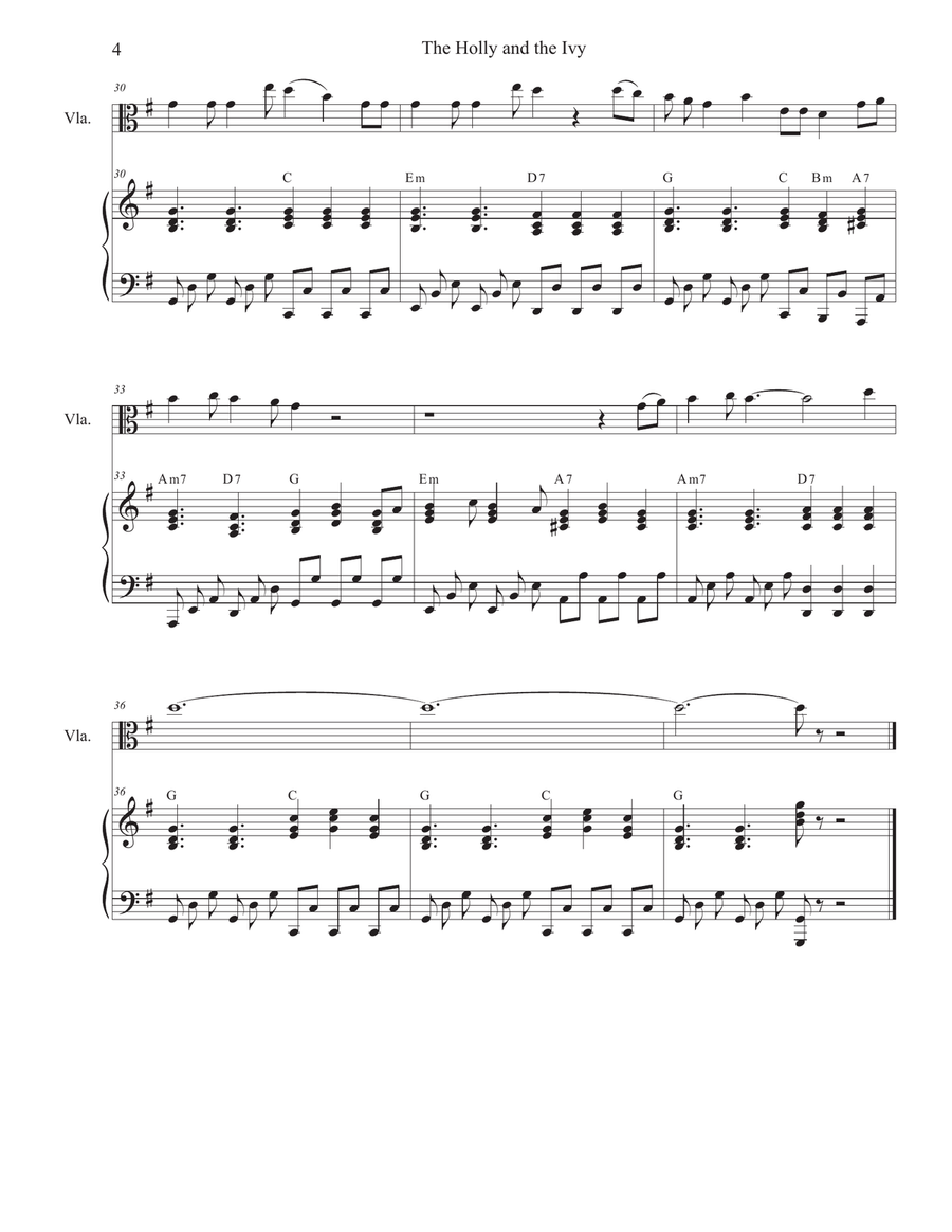 The Holly and the Ivy (Huapango Style) (Viola solo and Piano) Piano scores gallery preview page 4