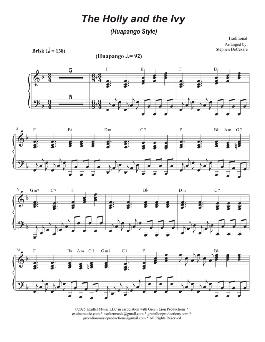 The Holly and the Ivy (Huapango Style) (Viola solo and Piano) Piano scores gallery preview page 5