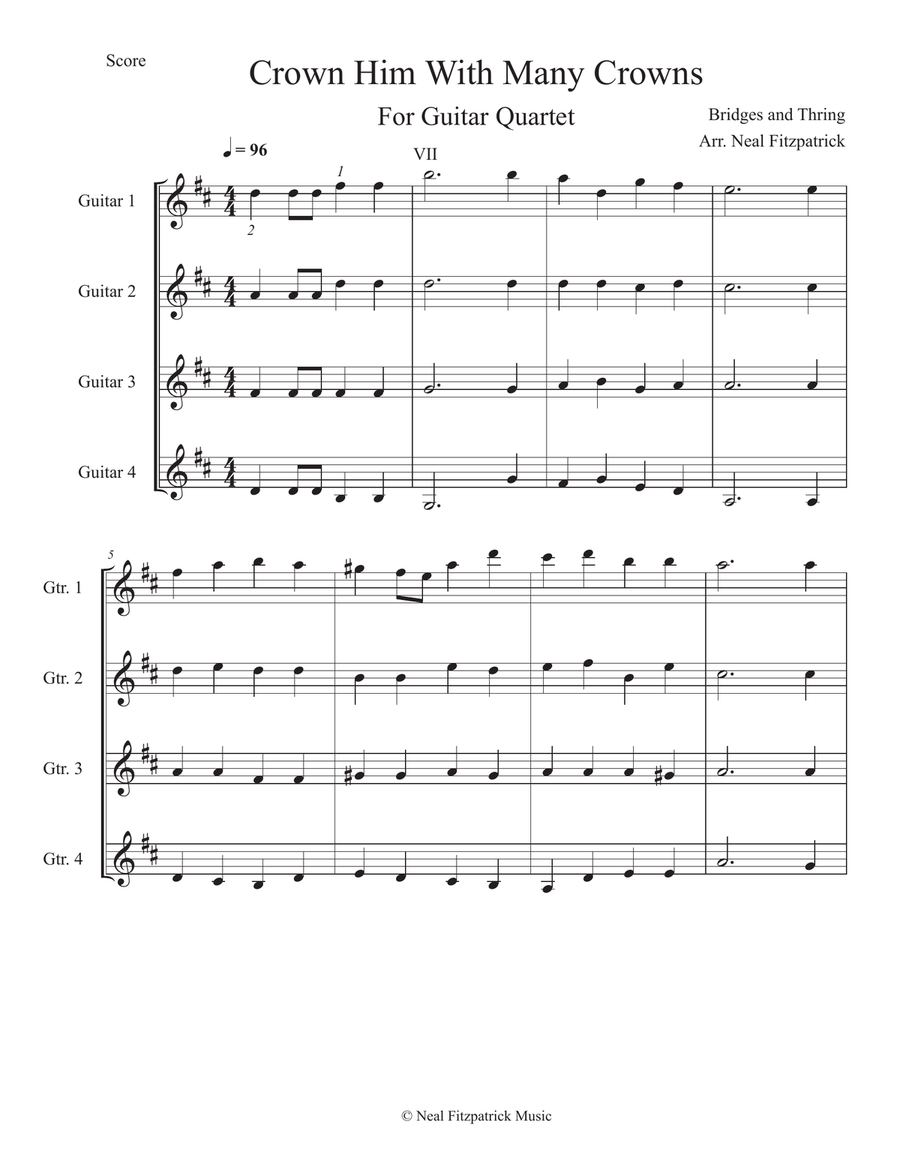 Crown Him With Many Crowns Guitar Ensemble scores gallery preview page 1