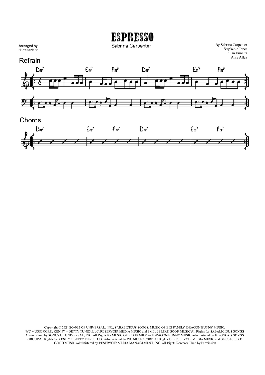 Espresso Espresso Piano scores gallery preview page 1