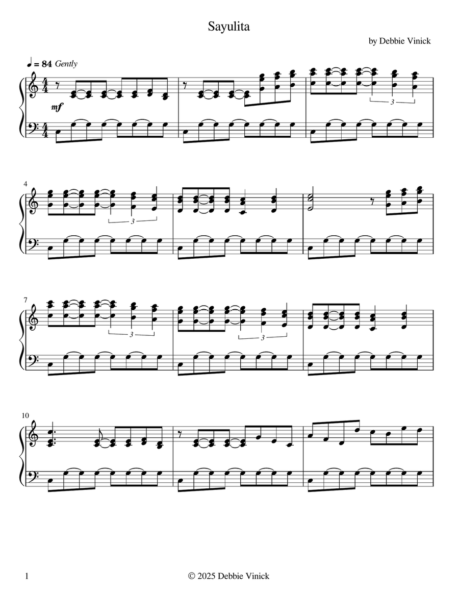 Sayulita for lever or pedal harp Pedal Harp scores gallery preview page 2