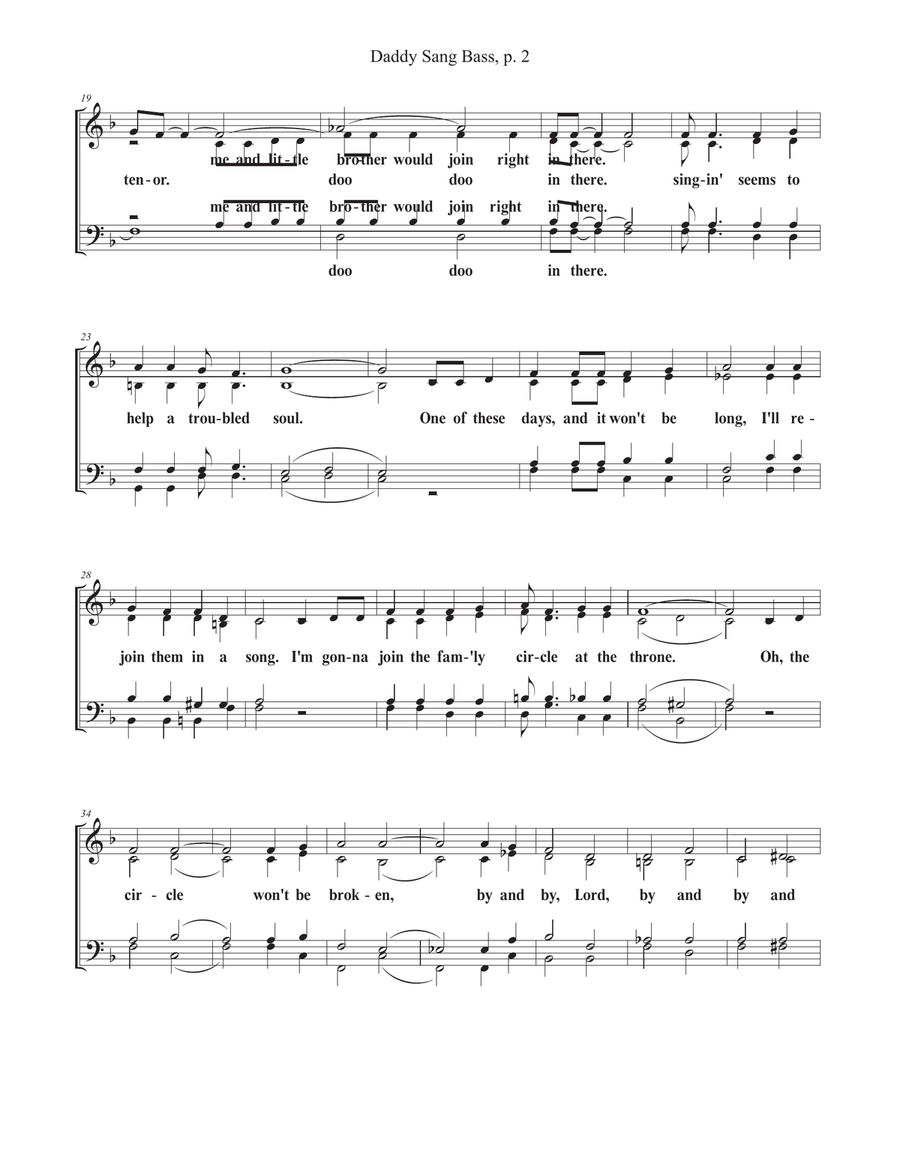 Daddy Sang Bass Daddy Sang Bass 4-Part scores gallery preview page 2