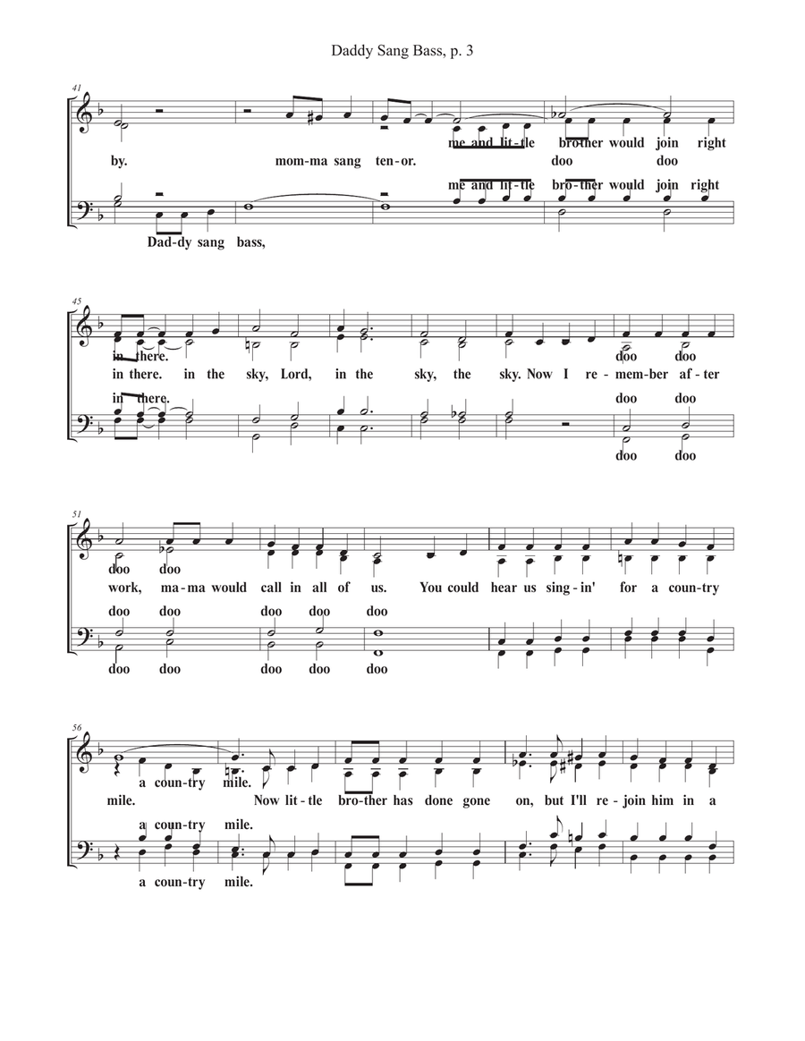 Daddy Sang Bass Daddy Sang Bass 4-Part scores gallery preview page 3