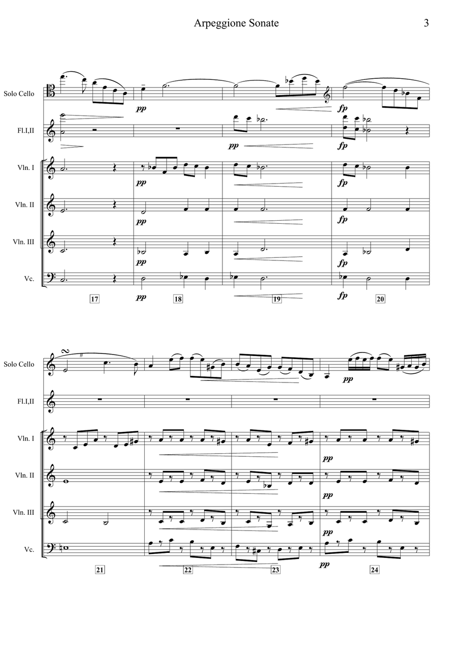 Franz Schubert – Arpeggione Sonata (Arranged for Cello Solo and Chamber Orchestra) Chamber Orchestra scores gallery preview page 3