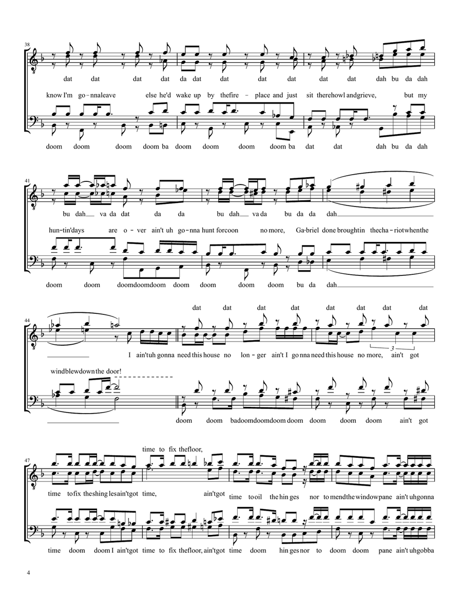 Medley: This Ole House with When The Saints Go Marching In TTBB scores gallery preview page 4