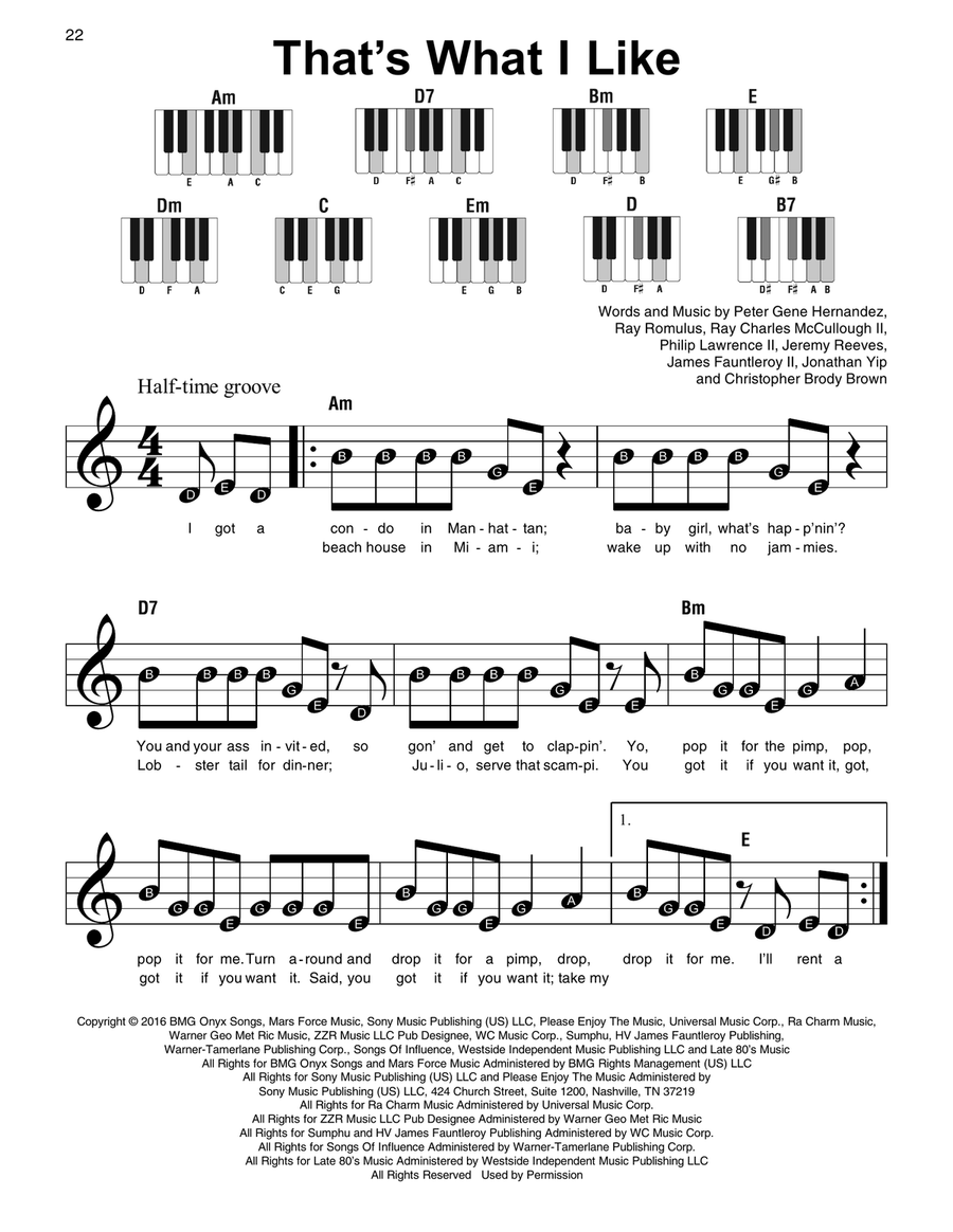 That's What I Like That's What I Like Easy Piano scores gallery preview page 1